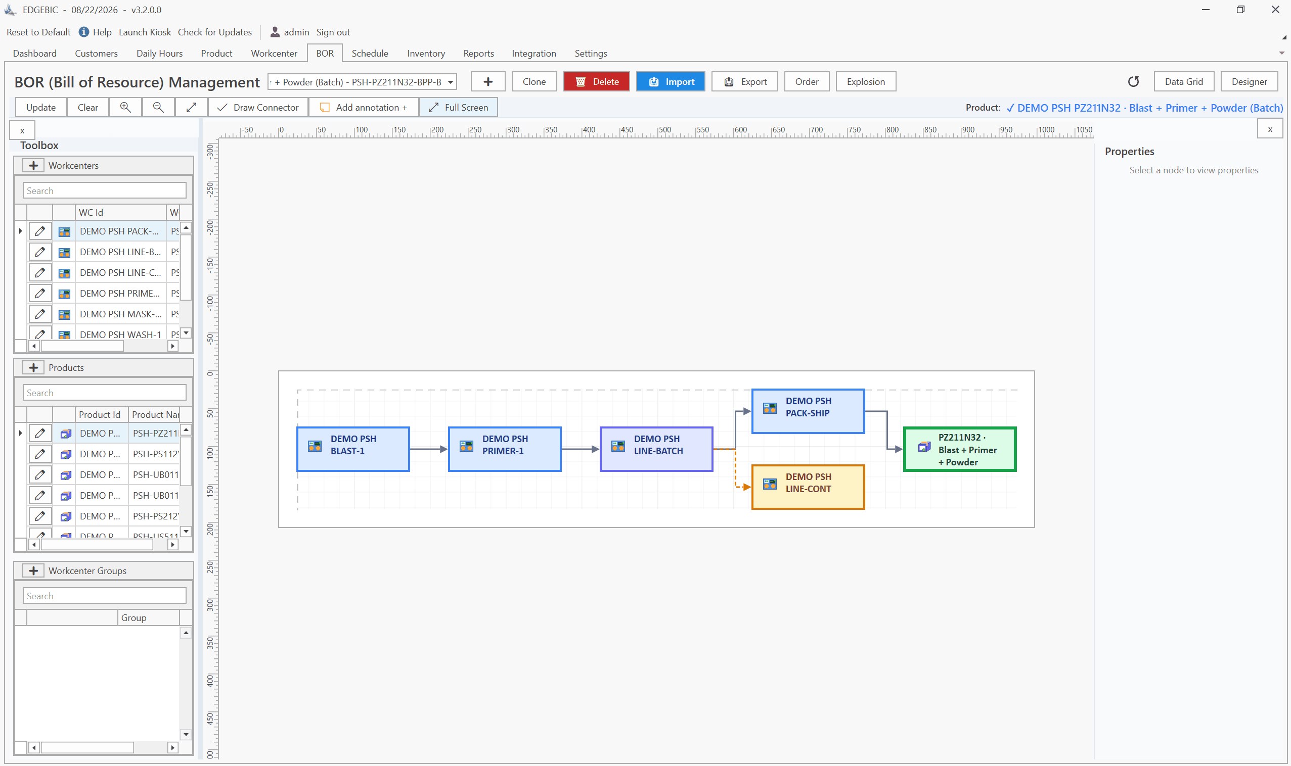 EDGEBIC bill of resource screen by User Solutions showing the routing steps and work centers used to plan and control production