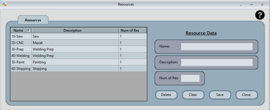 Screenshot of software resource management interface.