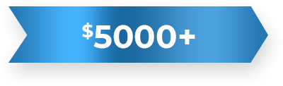 Blue banner indicating over $5000 savings or cost.